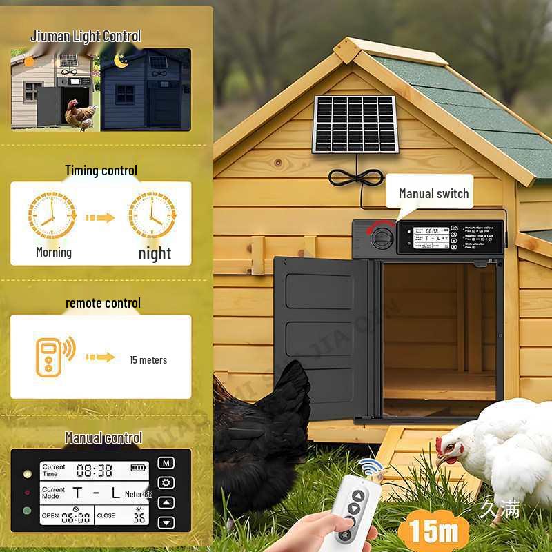 Automatic Aluminum Solar Chicken Coop Door with Timer for Poultry
