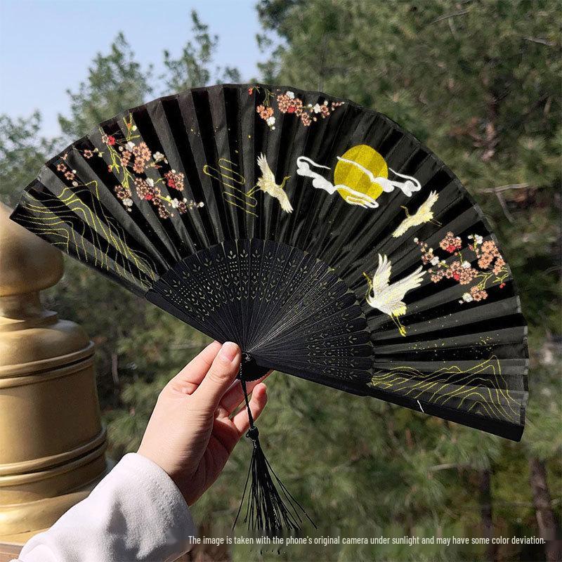 Vintage Bamboo Silk Women s Folding Fan - Portable Dance Gift
