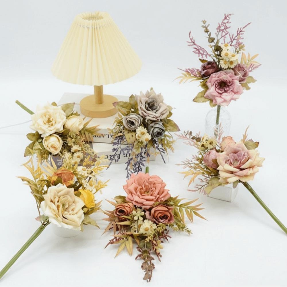 Äkta beröring Konstgjord Blomsterbukett Livslik Silkesblomma Arrangement Heminredning