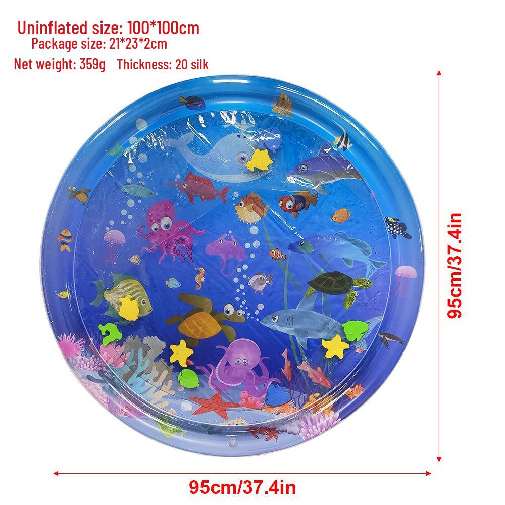Inflatable Round Pat-Pat Water Mat for Babies & Toddlers - Marine Life Crawling Play Mat