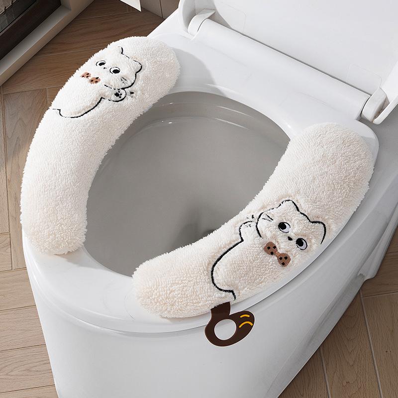 Zimowa Pogrubiona Pluszowa Nakładka na Sedes Domowa Uniwersalna Styl Samoprzylepna Stała Ciepła Pokrowiec na Sedes