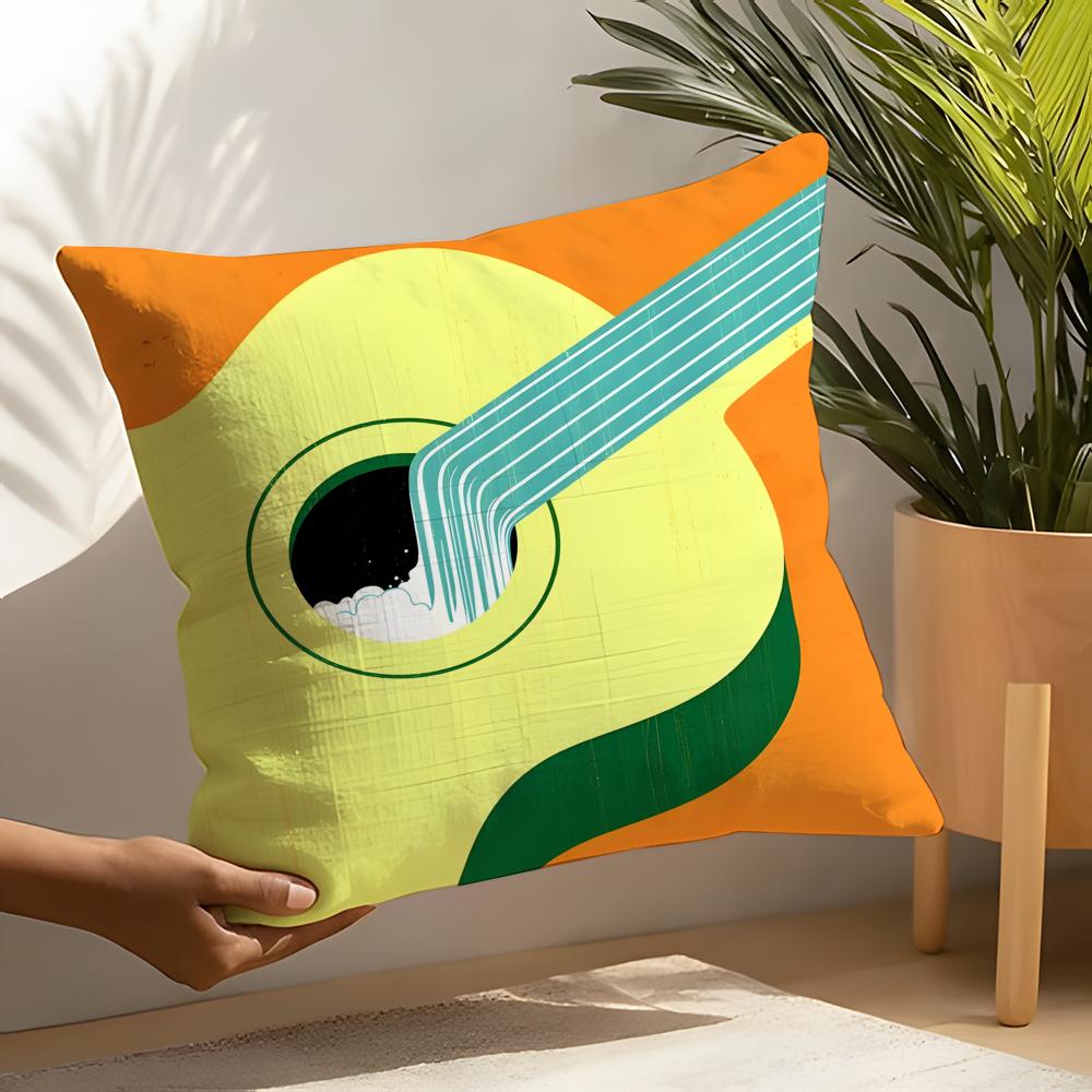 Linen Cushion Covers For Decorative Sofa Home Pillows Case Car Chair Pillows Cases Abstract Realistic Musical Note Pattern