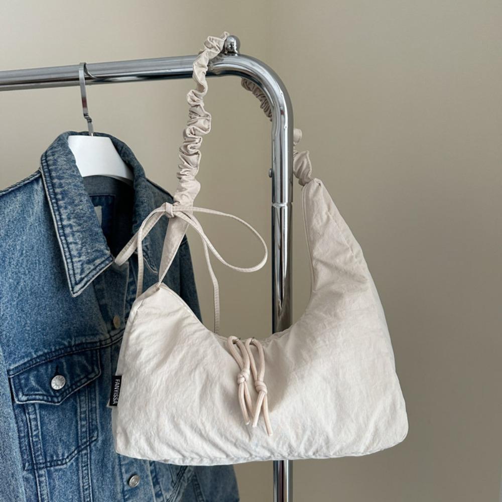 Versatile Pleated Dumpling Bag Lightweight Women's Shoulder Bag Stylish Drawstring Bag  Handbag