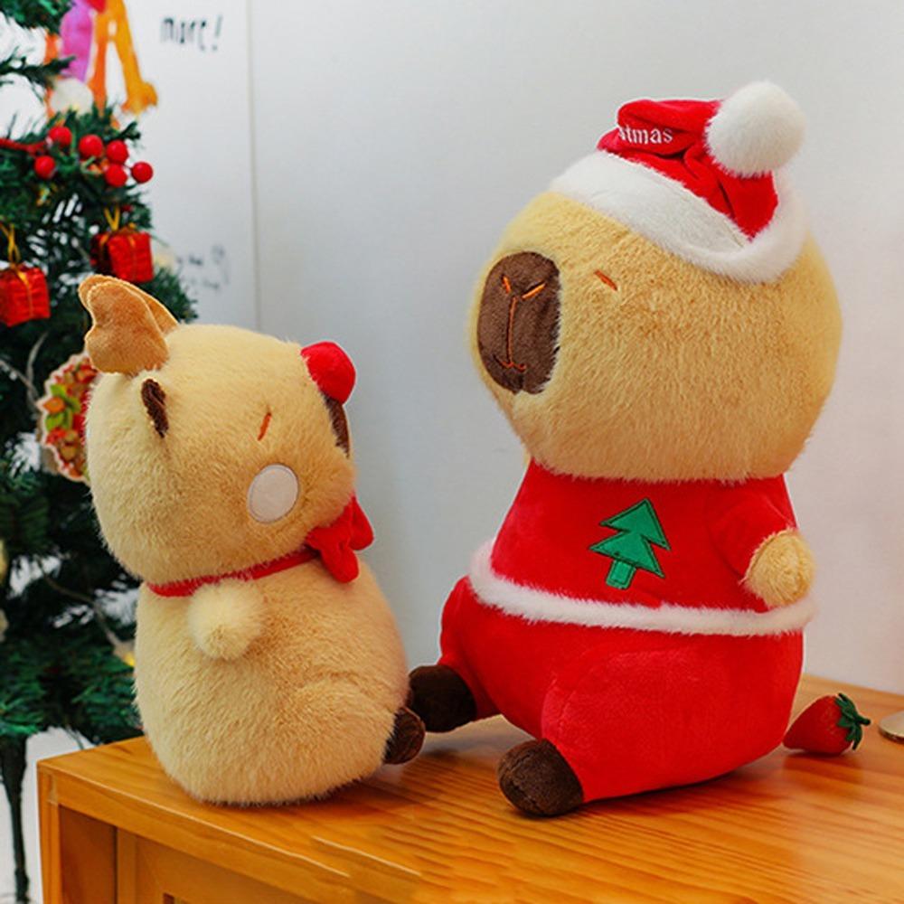 Elk Capybara Plush Toy Merry Christmas Capybara Fluffty Doll Capybara Plush Doll  Kid Toy