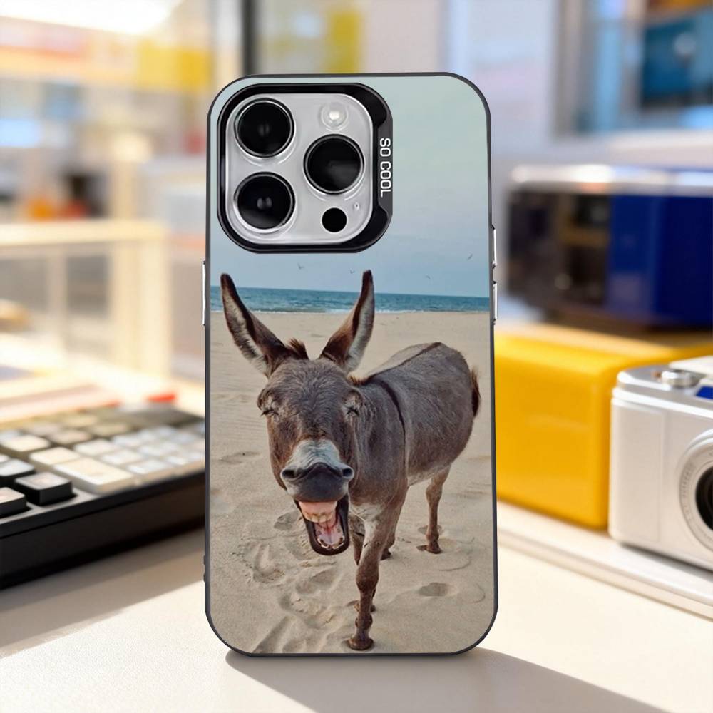 Funny Donkey Cute For iPhone 11,12,13,14,15,16,17,Pro,Max,Plus,E,Air,Mini Phone Case IMD Matte Black