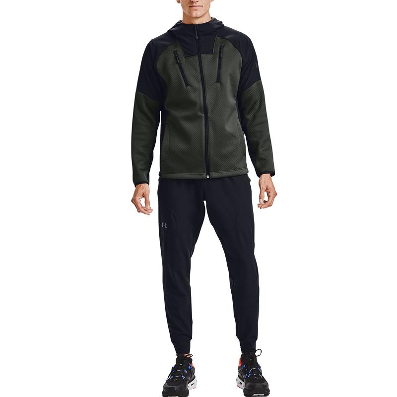 Under Armour Recover Color Block Sports Hoodie Jacket Men jackets Green 1357473-310