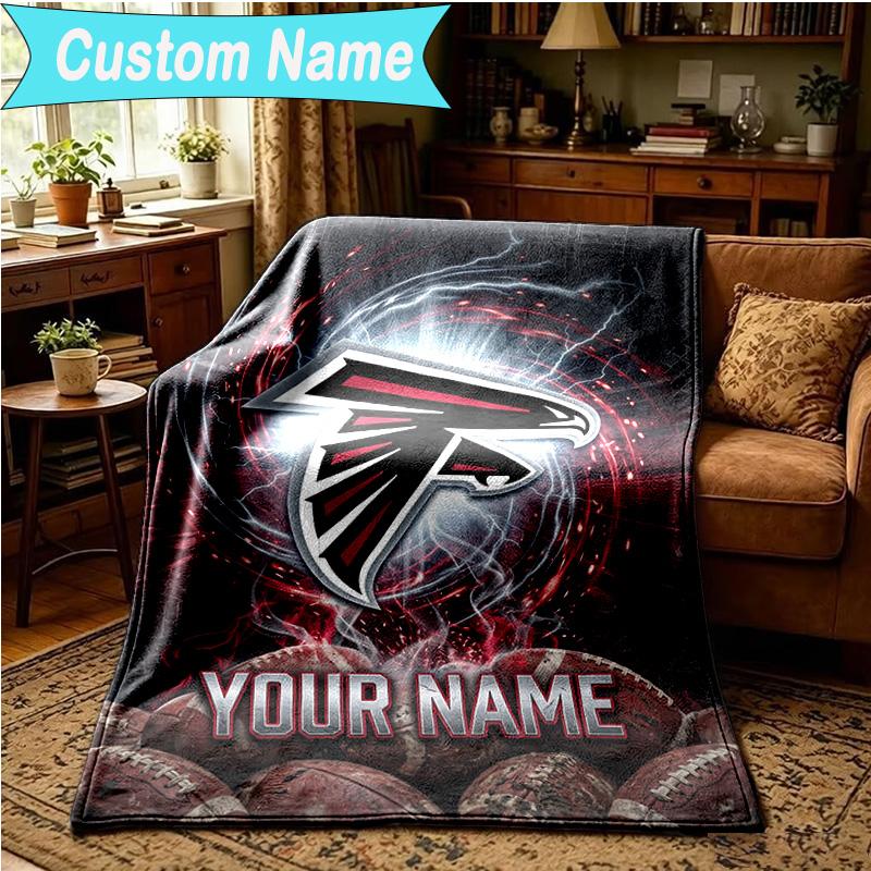 1PC Custom Name Blanket Atlanta-Falcons Rise Up Flannel blankets Patterns Throw Blanket All-Season Soft Gift for Couch, Bed, Camping, Birthday gifts