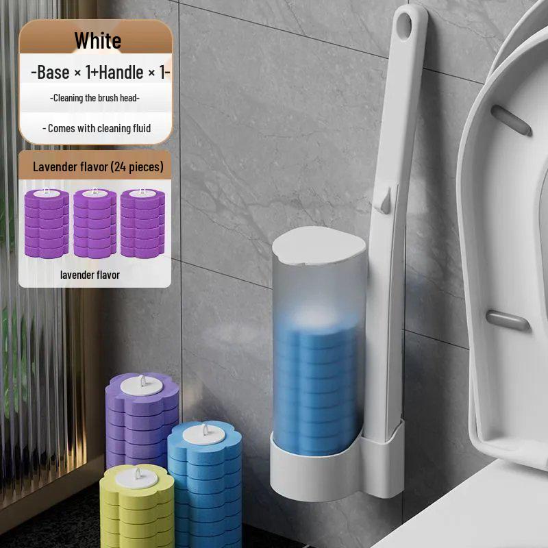 Wall-Mounted Disposable Toilet Brush Set with Replacement Head - No Dead Angle Design for Household Bathroom Cleaning
