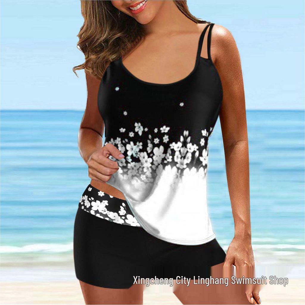 European and American Fashion Sexy Printed Split Waist Bikini Swimsuit for Women
