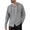 Men's 100% Cotton Hooded Drawstring Shirt, Solid Color Loose Fit Long Sleeve Casual Beach Overshirt for Men