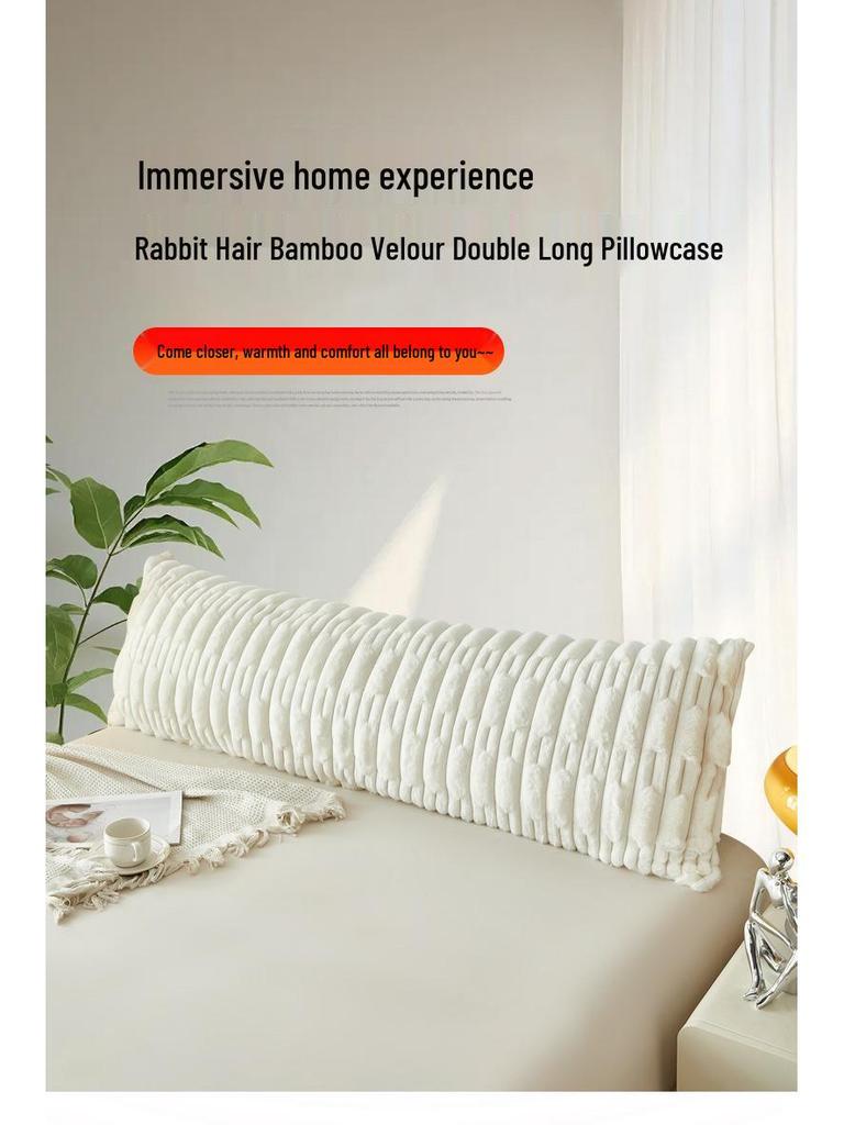 Langer Kissenbezug aus Plüsch-Kunstkaninchenfell – Doppelter Kissenbezug aus Milchsamt-Fleece