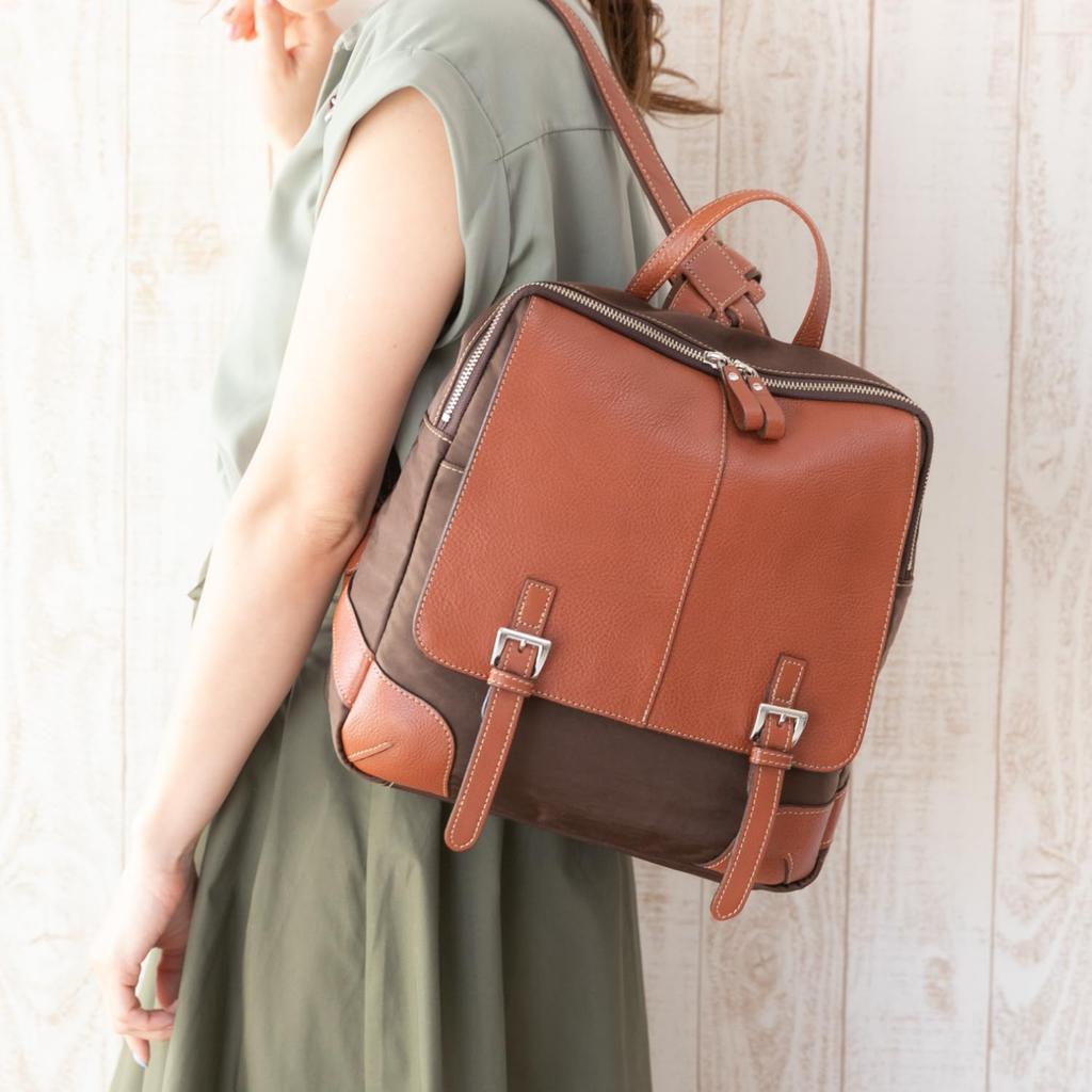 [IMAI BAG seit 1977] GENOVA Hergestellt in Japan Rindsleder Rucksack 2533 (Schokoladenziegel)