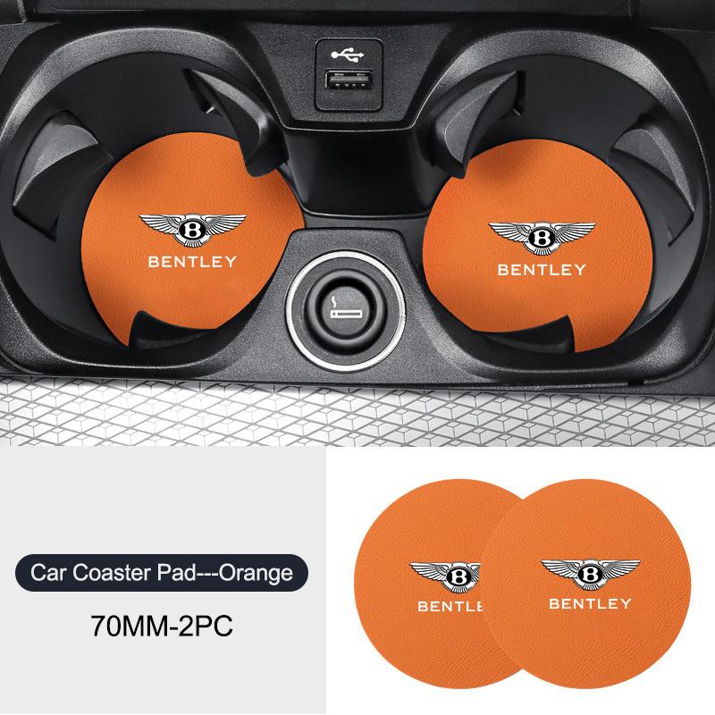 2PCS Car Water Cup Pad Coaster Non Slip Mat Interior Accessory For Bentley Continental GT MULLINER Bentayga Flying Hurtling Spur
