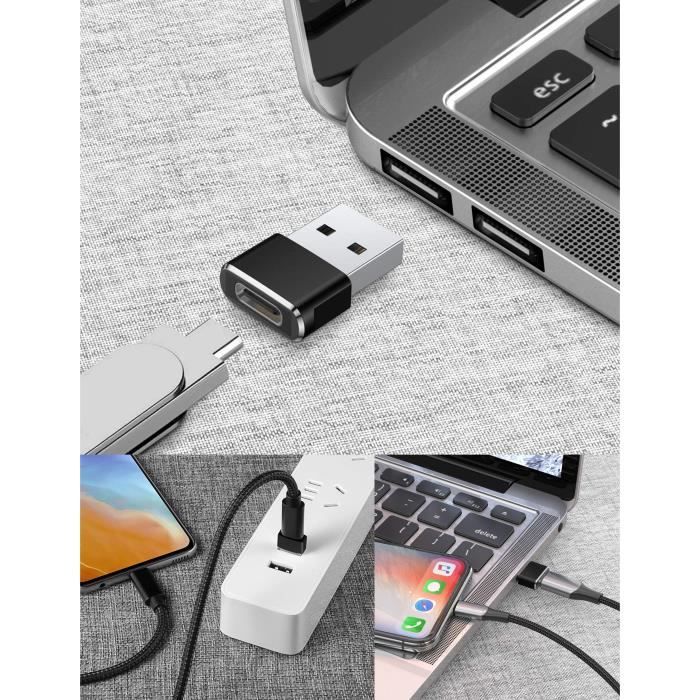 Adapter USB 2.0 do USB-C kompatybilny z ładowarką sieciową-komputerem itp do USB C Samsung-Xiaomi-Huawei itp [Zestaw 2 szt.] Phonillico®