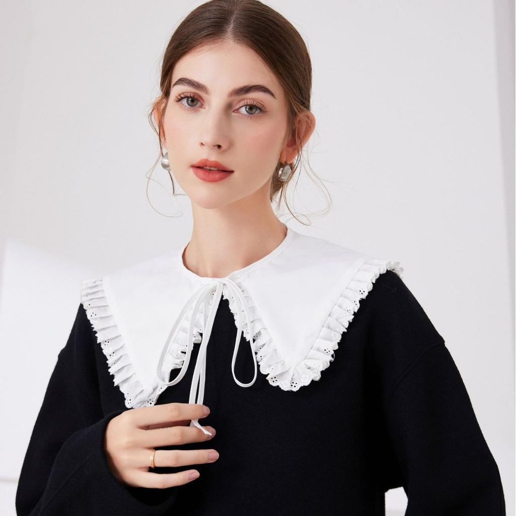 Perfect Match Woman Bowknots Detachable Collar Shoulder Wraps Shawls Fake Collar Decorative Sweater Blouse Tops Shirt False Collars