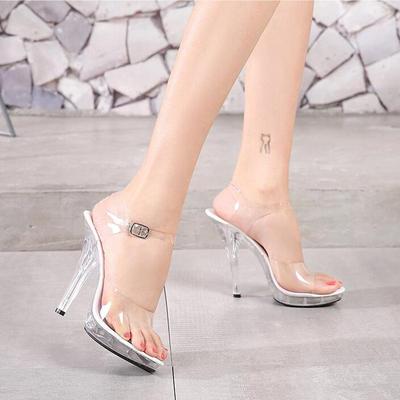 12 CM Height  Crystal Slippers Female Summer Waterproof Platform Non-slip Thick Sole Transparent PVC Sandals Womens Pumps 2025