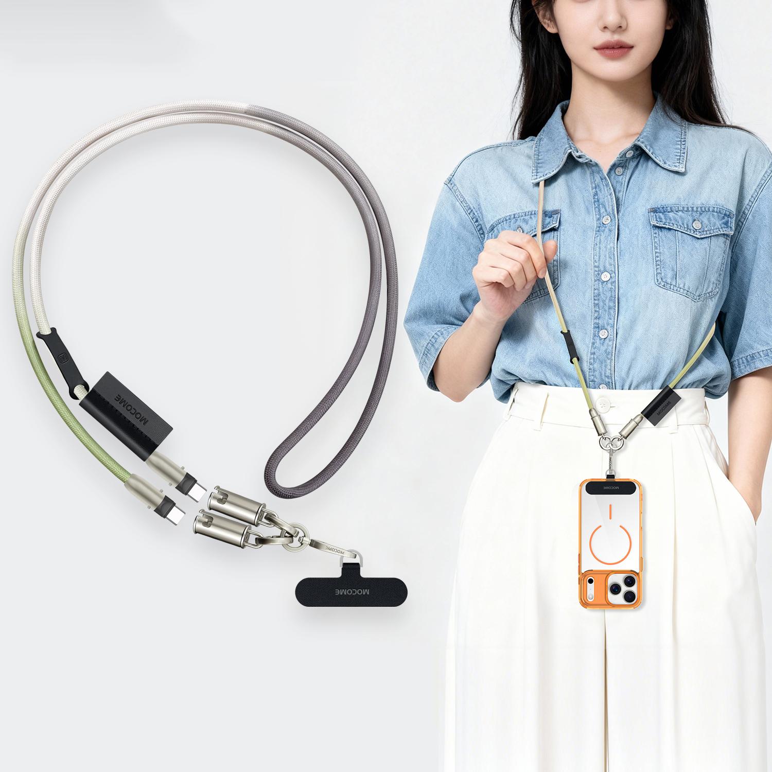 

Универсальный шнурок для телефона USB C кабель 2 в 1 ремешок для телефона C to C зарядный шнур для iPhone 15 16 17 Pro Max большинства телефонов