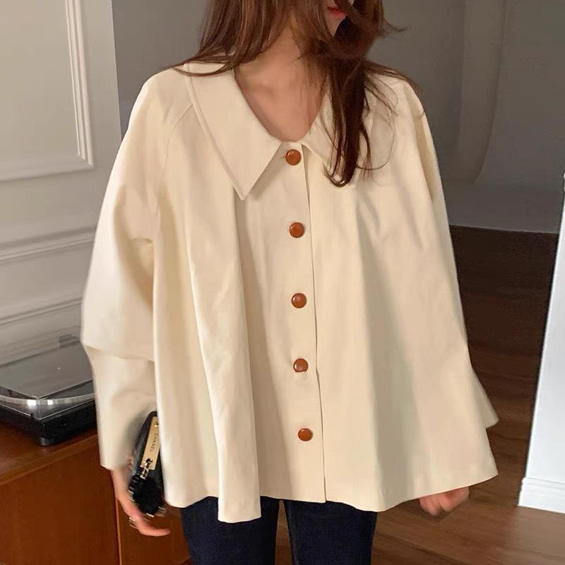 Korean Chic Minimalist Oversized Long Sleeve Lapel Shirt
