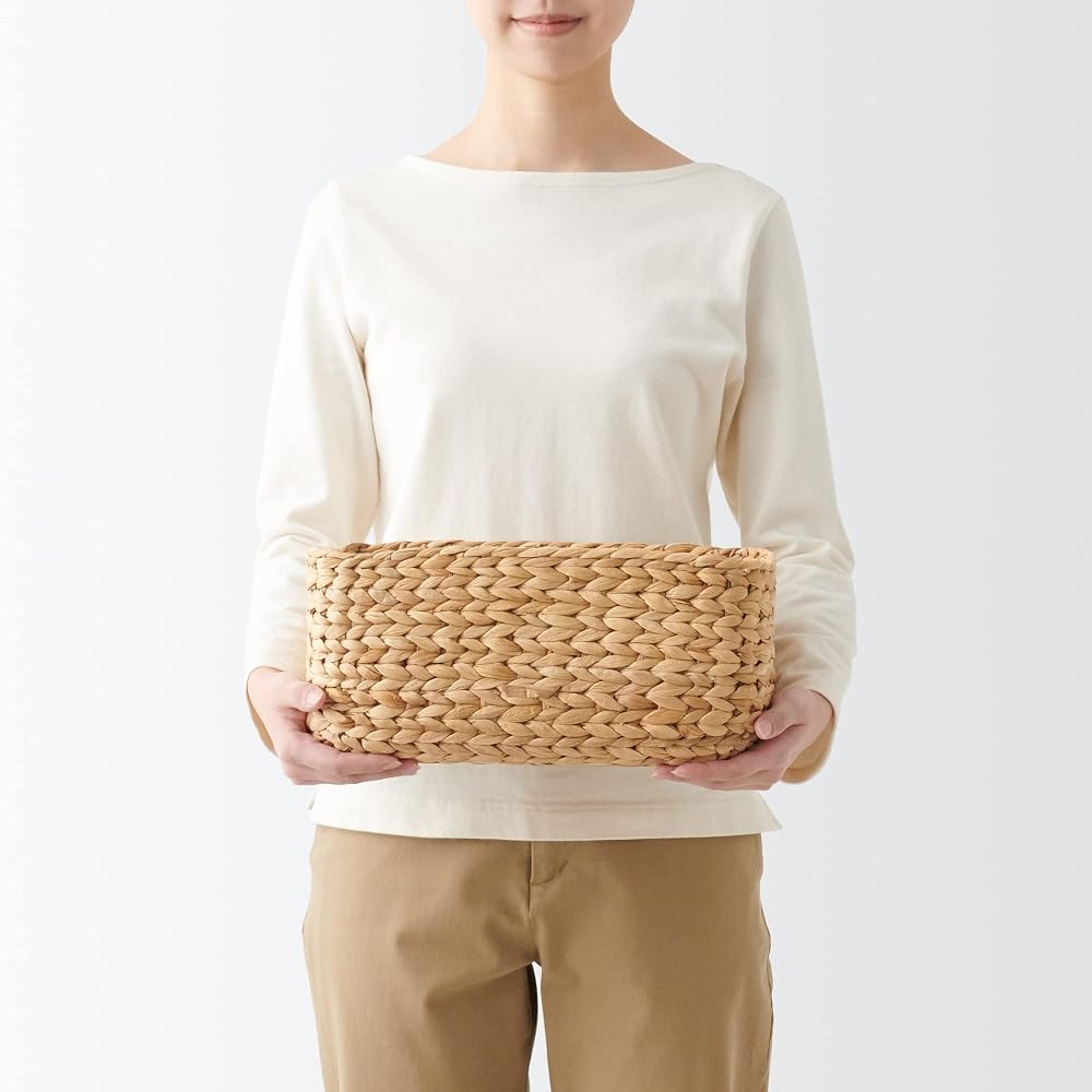 MUJI Rectangular Basket, Medium, 34cm (W) X 23cm (D) X 16cm (H), Water Hyacinth, Item No. 12361091