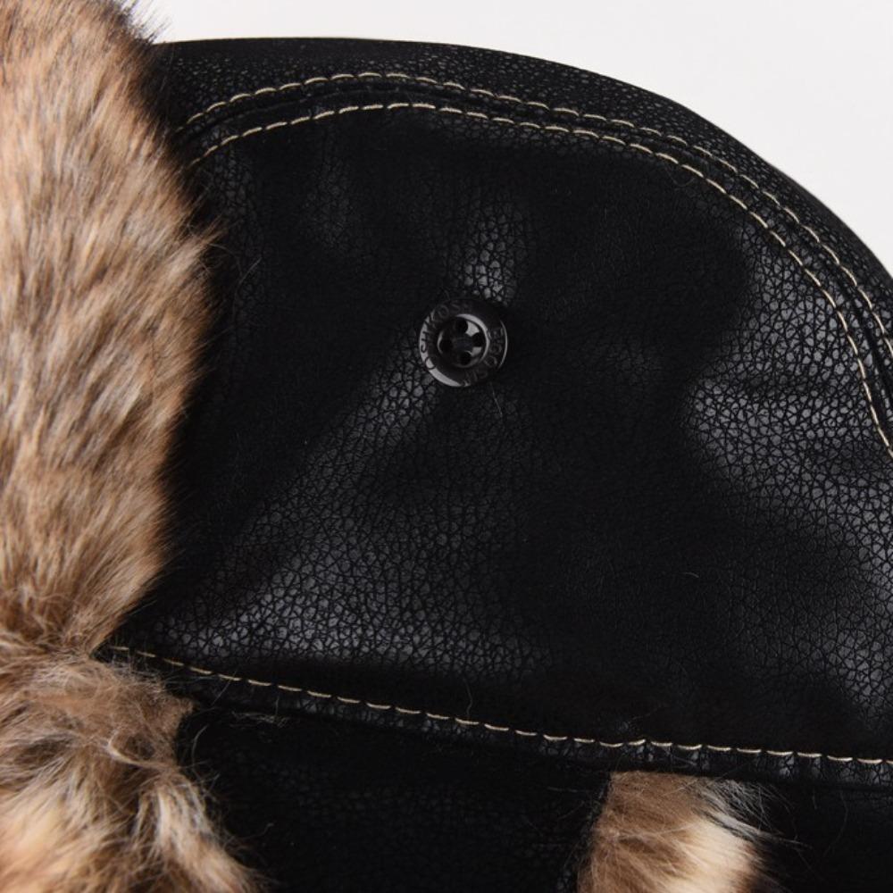Leather Caps Lei Feng Hat Pilot Snow Cap With Ear Flap New Hunter Hat  Men's