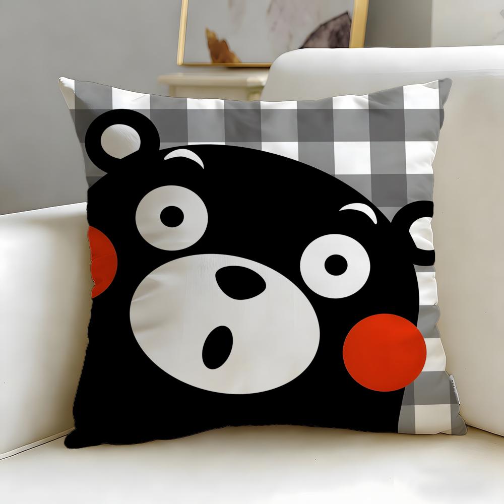 Classic Cartoon Character Kumamon Cushion Cover Soft & Easy-Wash Pillow Case – Versatile For Couch, Bed, Travel And Office