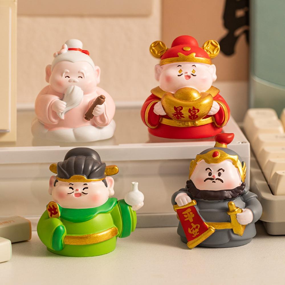 Resin Desktop Ornament Cartoon Desktop Trinkets Miniature Figure Lucky God Figurine  Bedroom