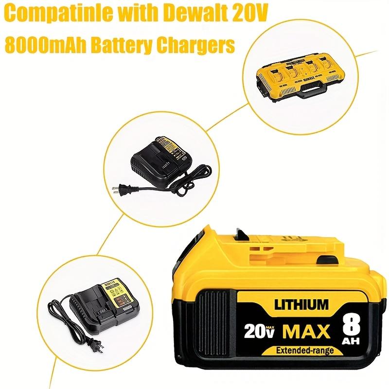 2-piece Set of 8.0Ah 20V Battery, 20V Battery Max Lithium-ion 8Ah Compatible with Dewalt Battery DCB200, DCB205 DCB206 DCB204 and Other Series