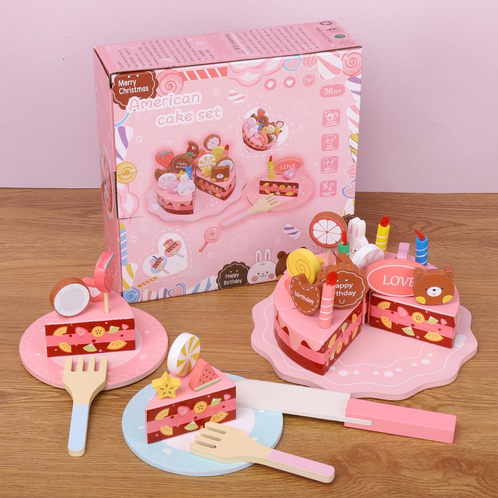 

Simulated children s cake, play house afternoon tea, cutting and playing ice cream, kitchenware, wooden toys