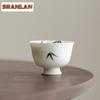 2pc/lot Hand Drawn Evergreen Bamboo High Foot Teacup Vintage Tea Bowl Beautiful Tea Cup Personal Cup Chazhan Master Cups 70ml