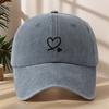 Classic Washed Vintage Baseball Cap with Heart Print Soft And Breathable Perfect for Street HipHop Style And Outdoor Casual S