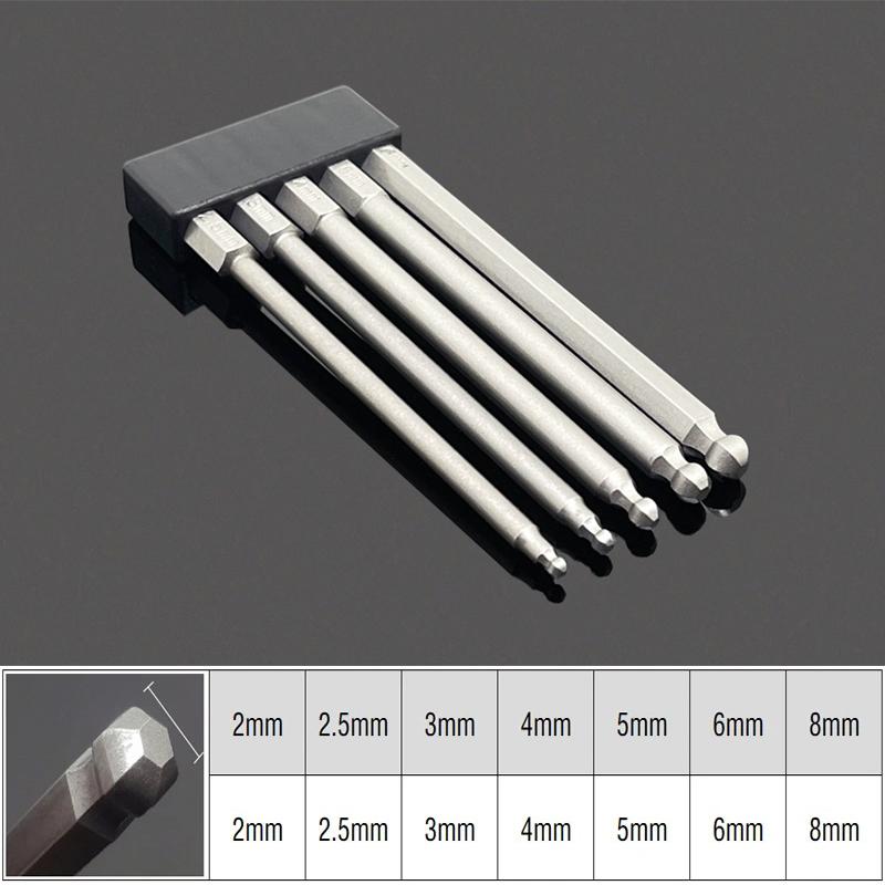 Ball End Hex Screwdriver Bits Set 1/4” Inch Screw Driver Drill Bit Shank Magnetic S2 Steel 65/100mm Ratchet Wrench Hand Tools