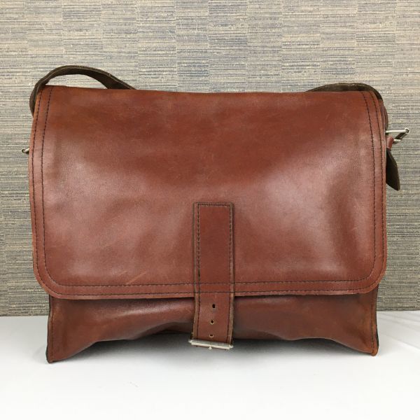 Handmade All Leather Shoulder Bag Brown(USED)