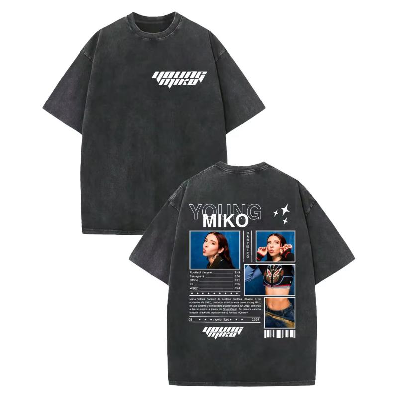 Vintage Washed Young Miko Do Not Disturb Album Graphic T Shirt Fashion Hip Hop Short Sleeve Tshirt Unisex Women Oversized Tshirts