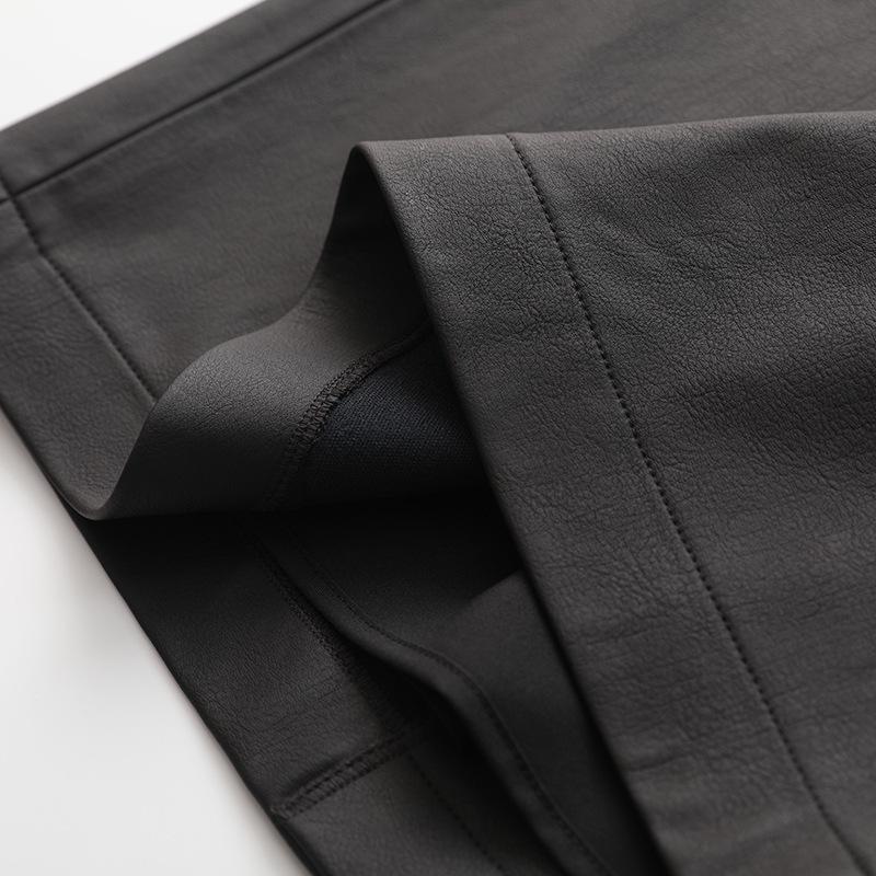 Autumn 2025 Elegant Brown PU Leather Slit Skirt for Women