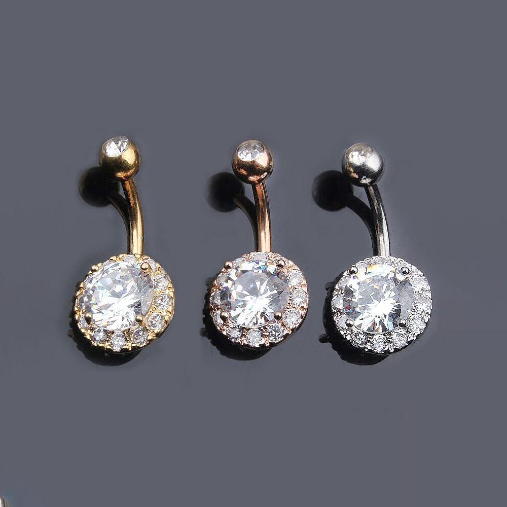 Coconut 3-piece belly button piercing in gold, rose gold, and silver