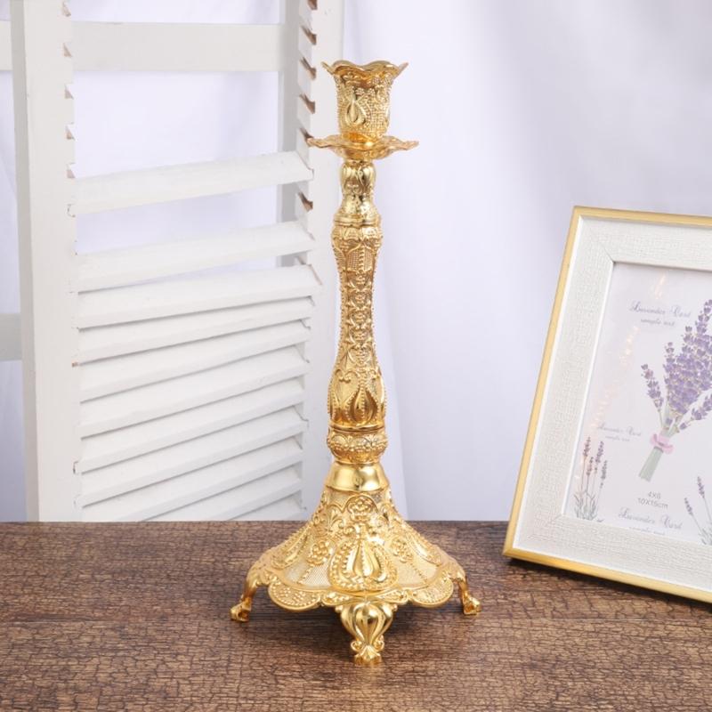 Luxurious European Taper Candle Holders Luxurious Carved Gold Metal Candelabra Enhancing Living Space Aesthetic Decors