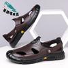 Summer new men's leather sandals breathable men's shoes dad non-slip soft-soled casual shoes cross sandals