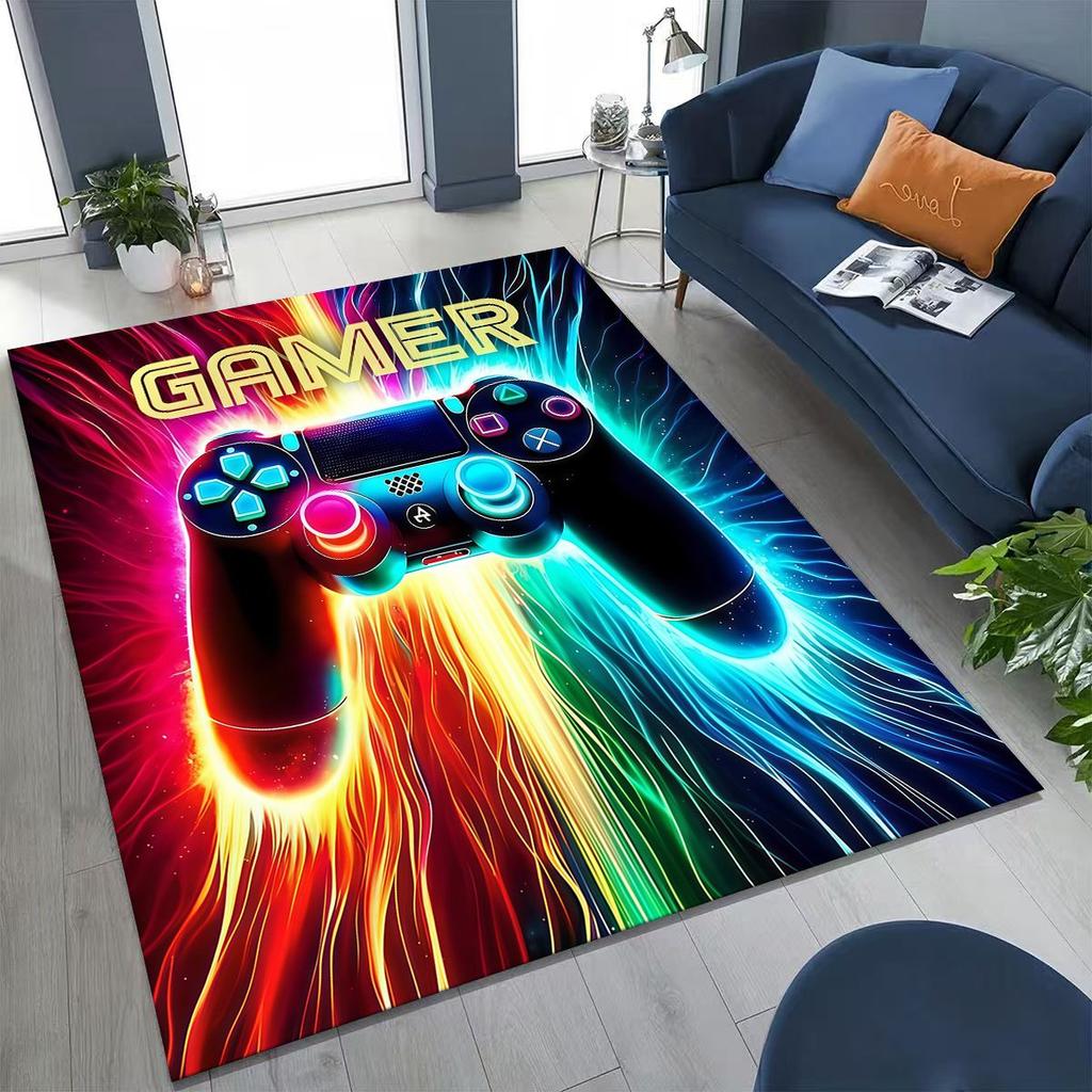 3D Retro Gamer Zone Spielteppich mit Controller-Motiv, ideal für Schlafzimmer, Wohnzimmer, Sofa, Wohnzimmer und als Fußmatte. Rutschfeste Bodenmatte für Kinder.