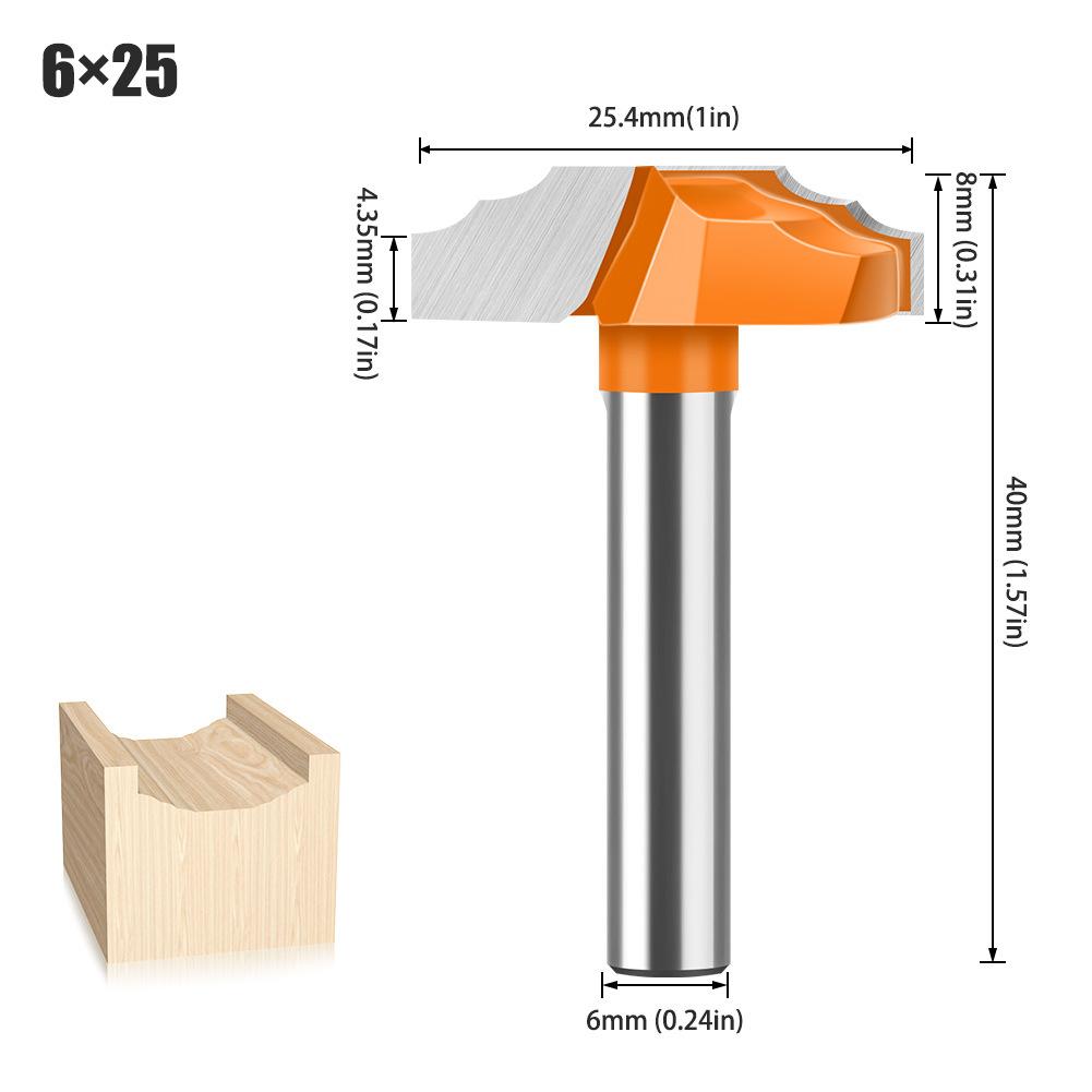 

6 Handle 1/4 Handle Double R Flower Thread Knife Thin Door Panel Knife Cabinet Door Panel Knife Trimming Machine Milling Cutter Cabinet Door Cutter Double R Door Knife 6 * 25