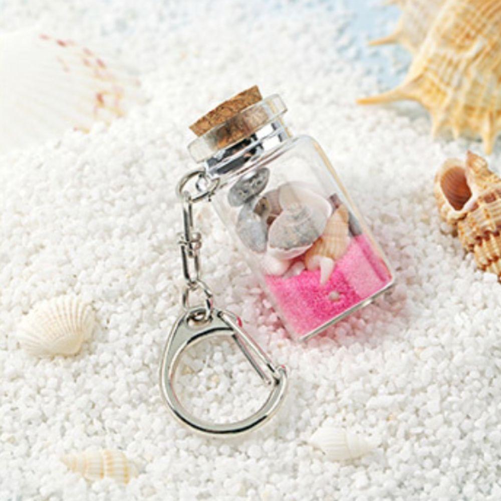Conch Drifting Bottle Keyring Sea Sand Beach Style Keychain Drifting Bottle Keychain Girls Gifts
