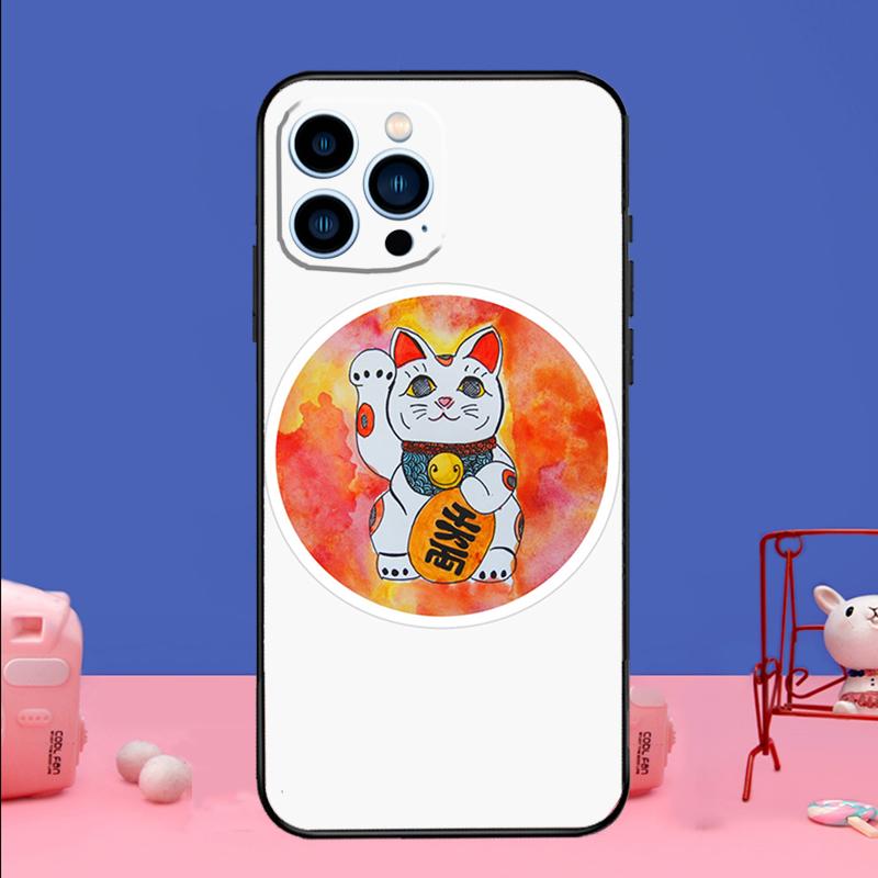 Japanese Lucky Cat Art Phone Case For iPhone 17 16 15 14 13 11 12 Pro Max Plus 13 12 Mini 16e 17 Air Bumper Cover