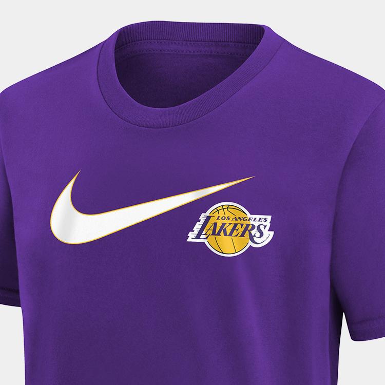 Nike X NBA Los Angeles Lakers Casual Breathable Simple Comfortable Short Sleeve T-Shirt Kids Tops Purple 3Z2B7NBBQ-LAK