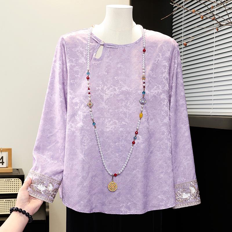 

2026 Spring & Autumn Long Sleeve T-Shirt for Middle-Aged Women - Stylish & Lightweight Mother s Day Top 4XL (135-150 lbs)
