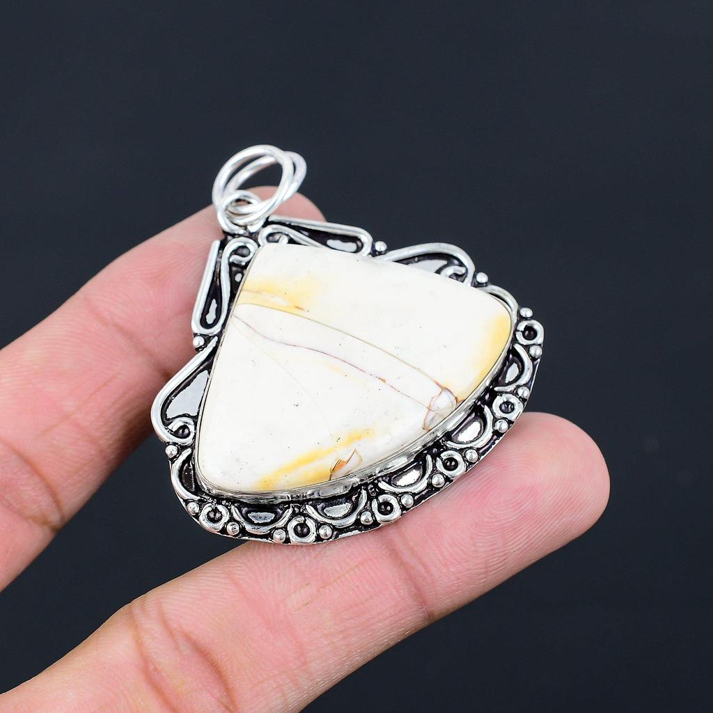 Birthday Gift For Her Natural Brecciated Mookaite Gemstone Pendant 925 Silver