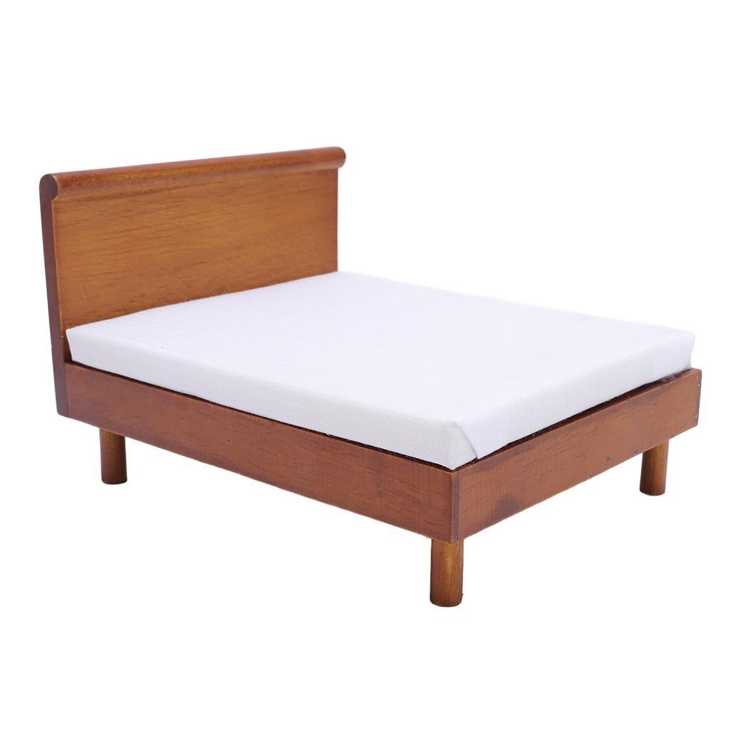 1:12 Wooden Dollhouse Bed Detailed Realistic High Simulation Miniature Furniture Bed for Home Decor