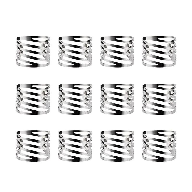 

12 шт. Держатели для салфеток Свадебные кольца для салфеток Украшение стола Полая пряжка Золотые кольца серебряный