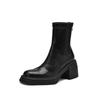 Krazing Pot Sheepskin Winter Round Toe Modern Platform Boots Thick High Heels Zipper Women Ankle Boots