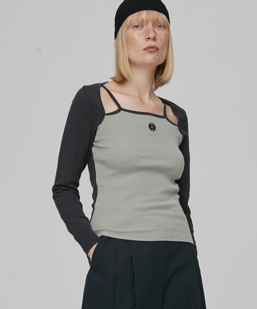 EN OR Combi Sleeveless Knit Top - Khaki