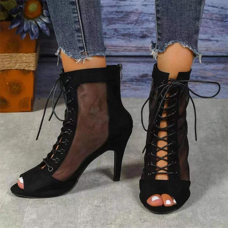 Fashion Woman AnkleLatinDance ShoesFor GirlsSoft BottomBallroomSalsaShoes for Daincing Ladies High HeelPratice Latino Shoes