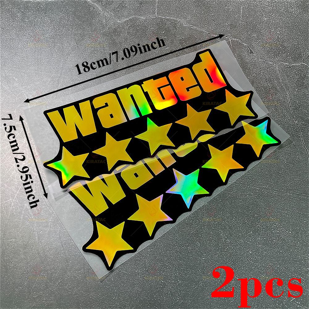 Gold WANTED Motorcycle Sticker for Motorcycle Fuel Tank Tailbox Fairing Car Trunk Scooters Waterproof Universal Vinyl Decals